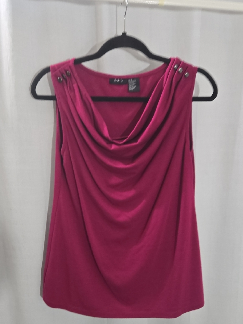 Sleeveless Draped Cowl Neck Tank in Berry - Picture 3 of 7
